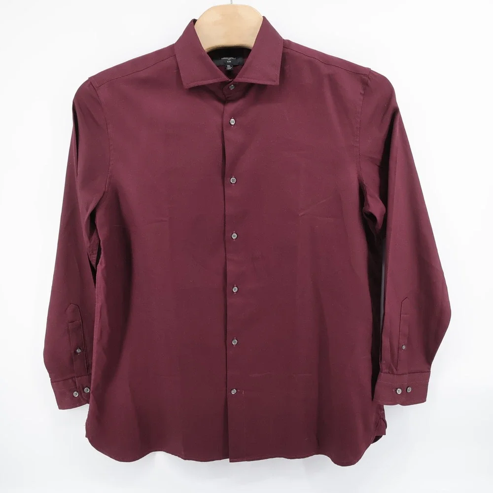 NEW Banana Republic Slim Fit Textured Button Down Shirt Burgundy Mens XL MSR $85